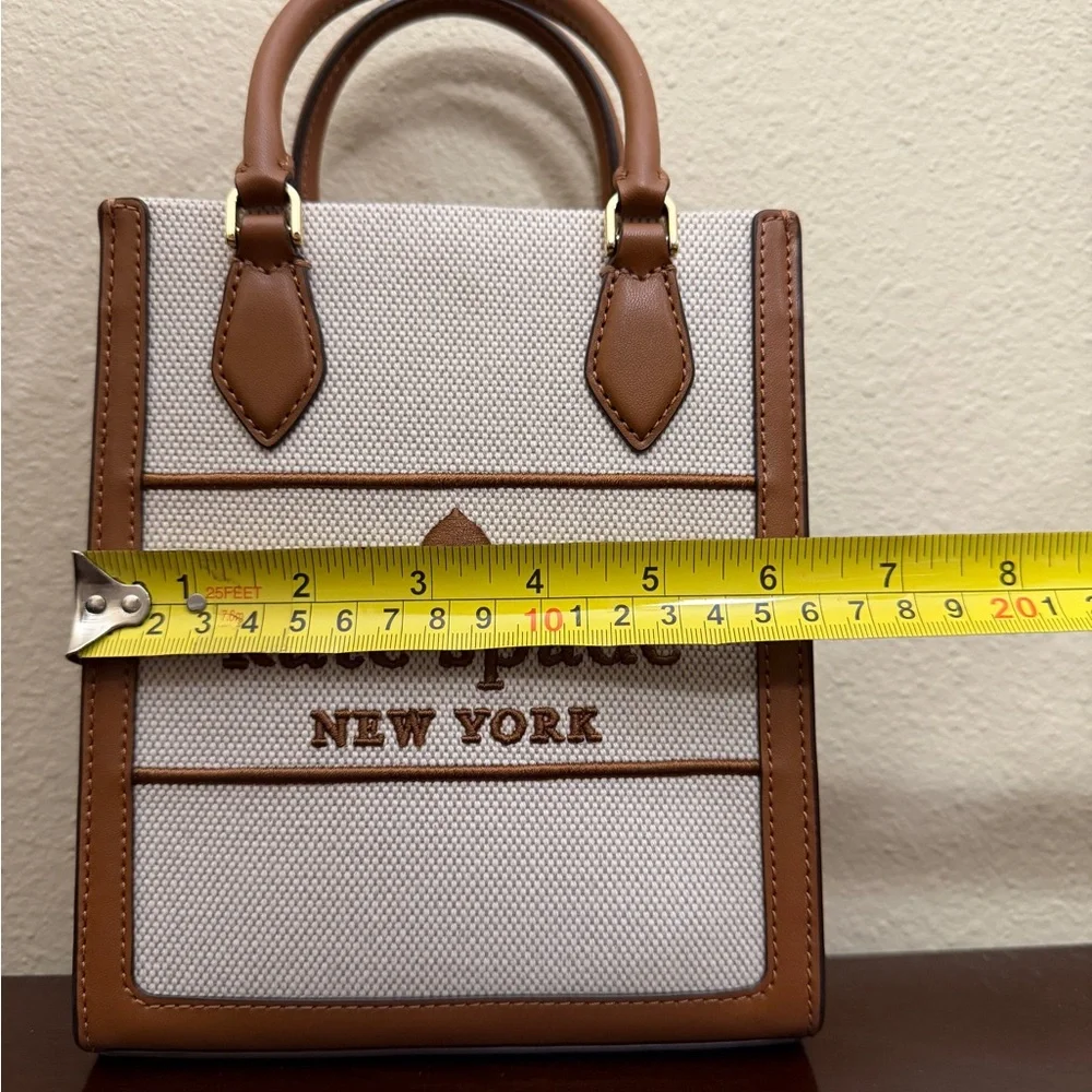 NWOT kate spade Ellie Tan and Brown Canvas Mini Tote Crossbody - Picture 11 of 12